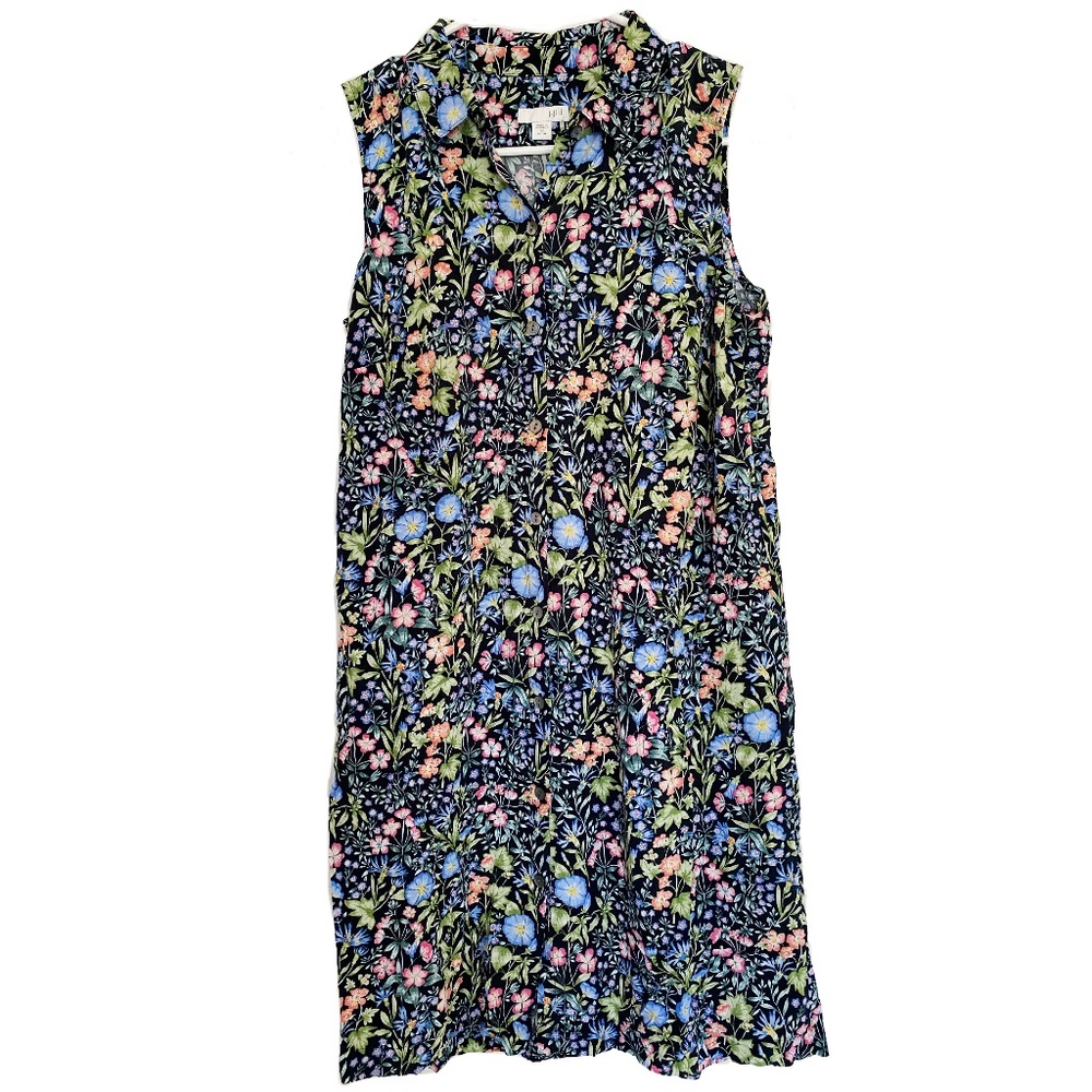 J. JILL Floral Meadow Sleeveless Button Shirt Dress w/ Pockets Size XS